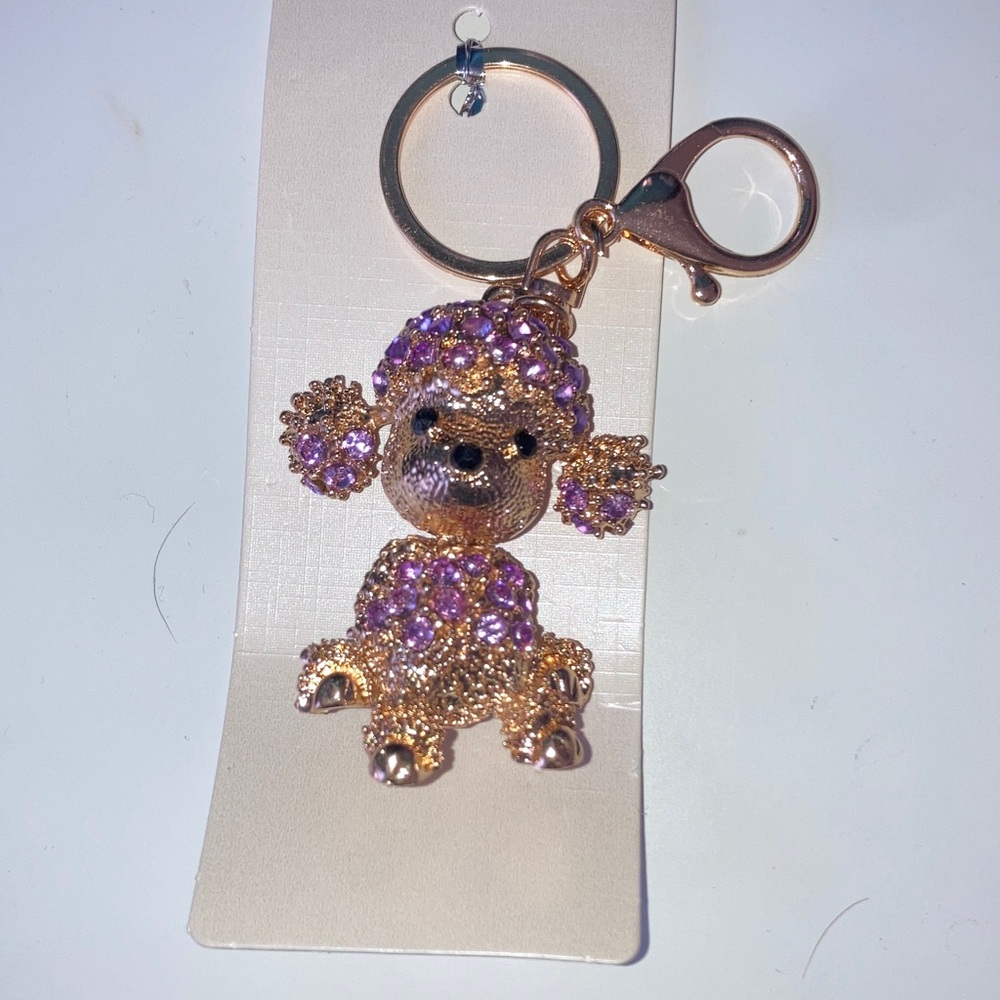 Purple Crystal Poodle Keychain/Bag Charm